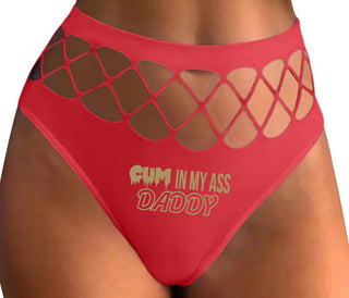 Cum In My Ass Daddy - Red Fishnet Thong