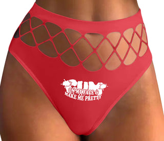 Cum On My Face And Make Me Pretty - Red Fishnet Thong