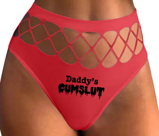 Daddy's Cumslut - Red Fishnet Thong