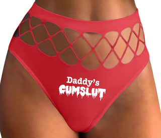 Daddy's Cumslut - Red Fishnet Thong