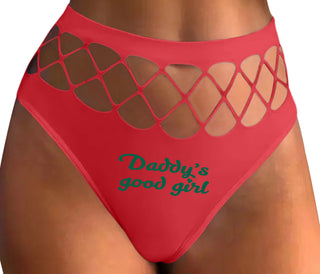 Daddy's Good Girl - Red Fishnet Thong