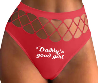 Daddy's Good Girl - Red Fishnet Thong