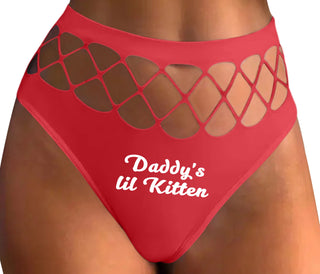 Daddys Little Kitten - Red Fishnet Thong