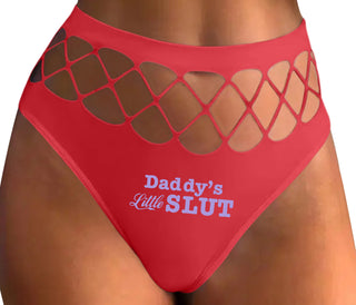 Daddys Little Slut - Red Fishnet Thong