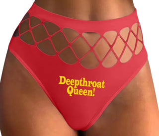 Deep throat Queen - Deepthroat Specialist - Red Fishnet Thong