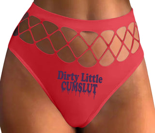 Dirty Little Cumslut - Red Fishnet Thong