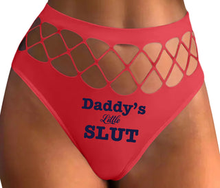 Daddy's Little Slut - Red Fishnet Thong