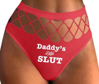 Daddy's Little Slut - Red Fishnet Thong