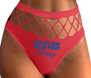 Eat My Cum Filled Pussy Sissy  Cuck - Red Fishnet Thong