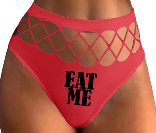 Eat Me - Red Fishnet Thong