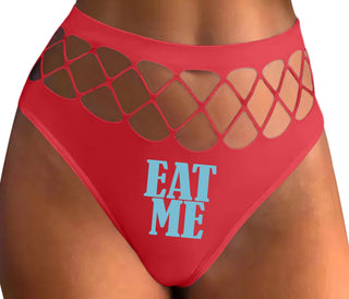 Eat Me - Red Fishnet Thong