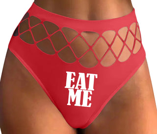 Eat Me - Red Fishnet Thong