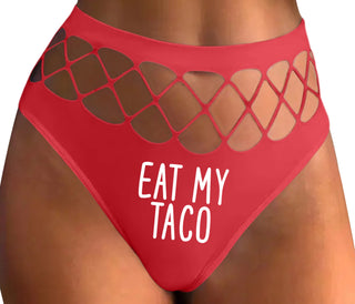 Eat My Taco - Taco Tuesday - Red Fishnet Thong