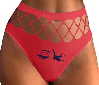 I Swallow - Eye Bird - Red Fishnet Thong