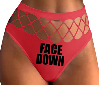 Face Down - Red Fishnet Thong