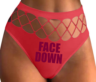 Face Down - Red Fishnet Thong