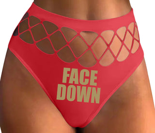 Face Down - Red Fishnet Thong
