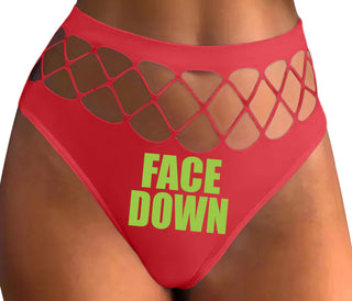 Face Down - Red Fishnet Thong
