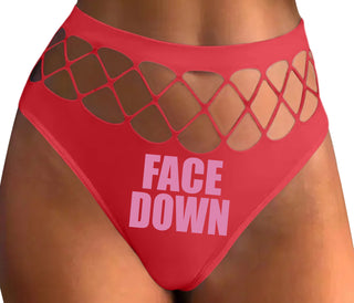 Face Down - Red Fishnet Thong