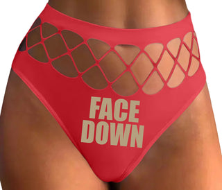 Face Down - Red Fishnet Thong