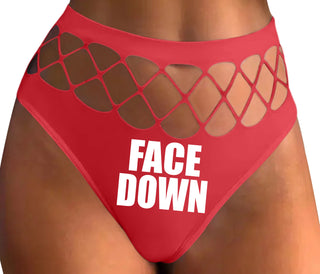 Face Down - Red Fishnet Thong