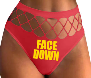 Face Down - Red Fishnet Thong