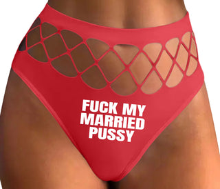 Fuck My Married Pussy - Red Fishnet Thong