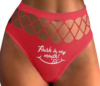 Finish In My Mouth - Red Fishnet Thong