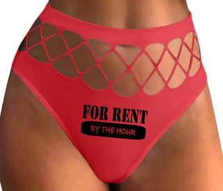 For Rent By The Hour - Red Fishnet Thong