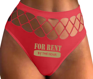 For Rent By The Hour - Red Fishnet Thong