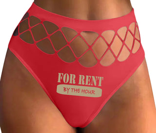For Rent By The Hour - Red Fishnet Thong