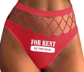 For Rent By The Hour - Red Fishnet Thong