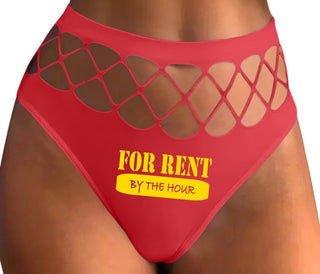 For Rent By The Hour - Red Fishnet Thong