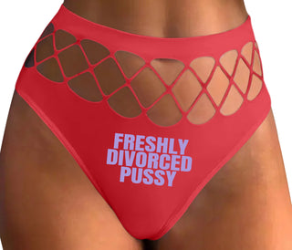 Freshly Divorced Pussy - Red Fishnet Thong