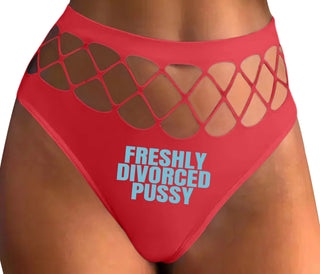 Freshly Divorced Pussy - Red Fishnet Thong