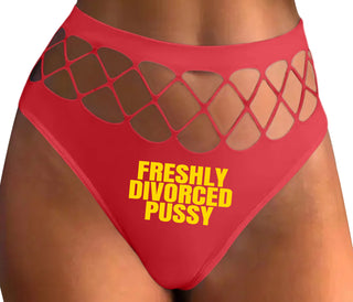 Freshly Divorced Pussy - Red Fishnet Thong