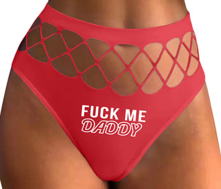 Fuck Me Daddy - Red Fishnet Thong