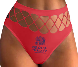 Group Therapy - Sharing Is Caring - Red Fishnet Thong