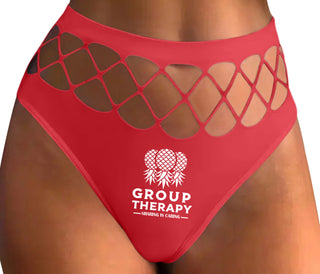 Group Therapy - Sharing Is Caring - Red Fishnet Thong