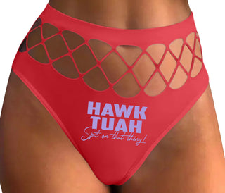 Hawk Tuah Spit On That Thing - Red Fishnet Thong