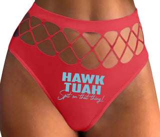 Hawk Tuah Spit On That Thing - Red Fishnet Thong