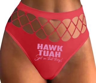 Hawk Tuah Spit On That Thing - Red Fishnet Thong
