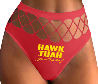 Hawk Tuah Spit On That Thing - Red Fishnet Thong