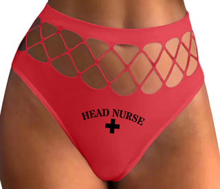 Head Nurse - Red Fishnet Thong