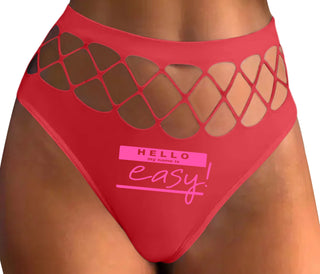 Hello My Name Is Easy - Red Fishnet Thong