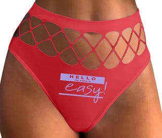 Hello My Name Is Easy - Red Fishnet Thong