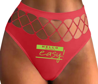 Hello My Name Is Easy - Red Fishnet Thong