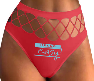Hello My Name Is Easy - Red Fishnet Thong