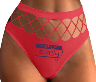 Hello My Name Is Easy - Red Fishnet Thong