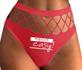 Hello My Name Is Easy - Red Fishnet Thong